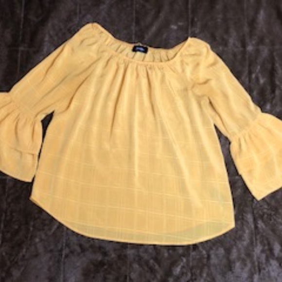 Tops - Mustard Yellow Ruffle Sleeved Blouse